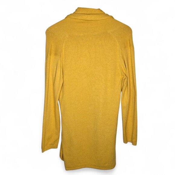 Zara Knit Tie Front Cardigan Sweater Women's Yellow Rolled Shawl Collar Ribbed M - Picture 2 of 4